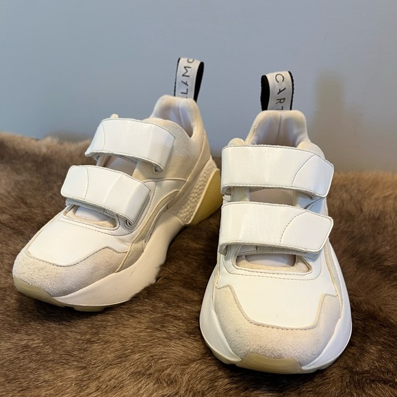 STELLA MCOURTNEY White Leather and Suede Eclypse Sneakers/Trainers - Picture 3 of 9